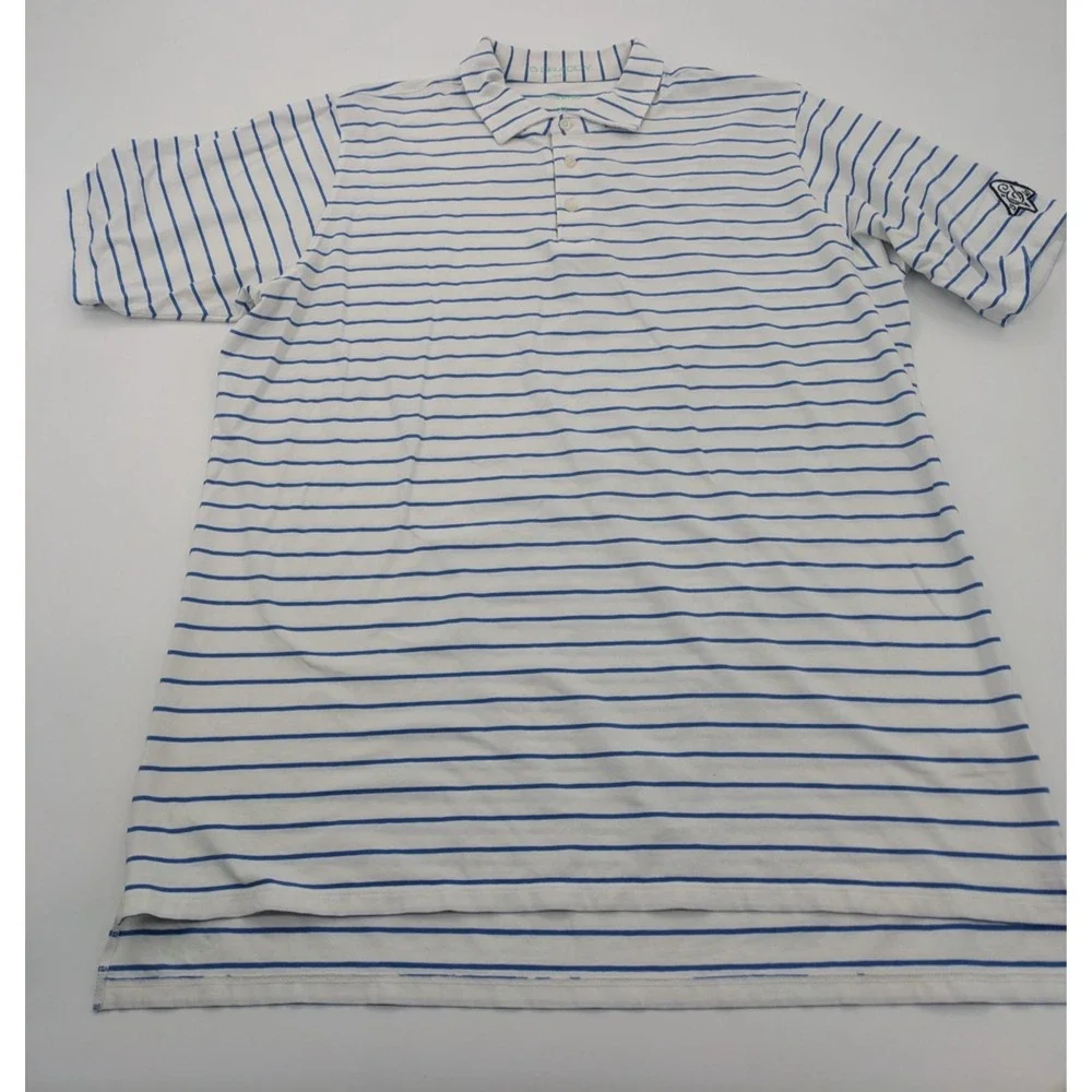 B Draddy Polo Mens XLarge White Stripe Golf‎ Edgewood Valley Country Club